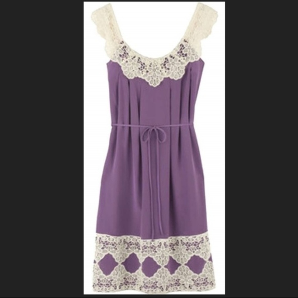 Milly Lace Crochet Lavender Silk Dress